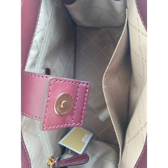 Michael Kors MK Hamilton Medium Satchel Tote Bag - Merlot - Picture 9 of 11